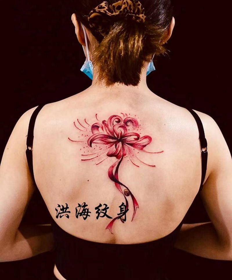 彼岸花纹身图片_颈部新传统纹身图案