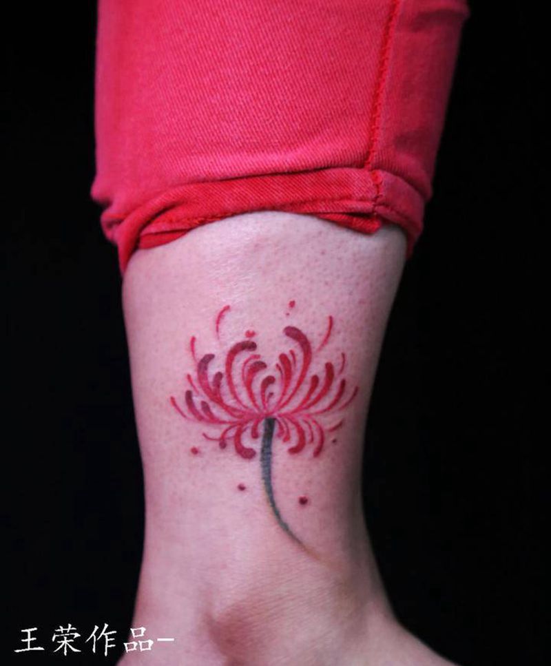 彼岸花纹身图片_水彩纹身图案