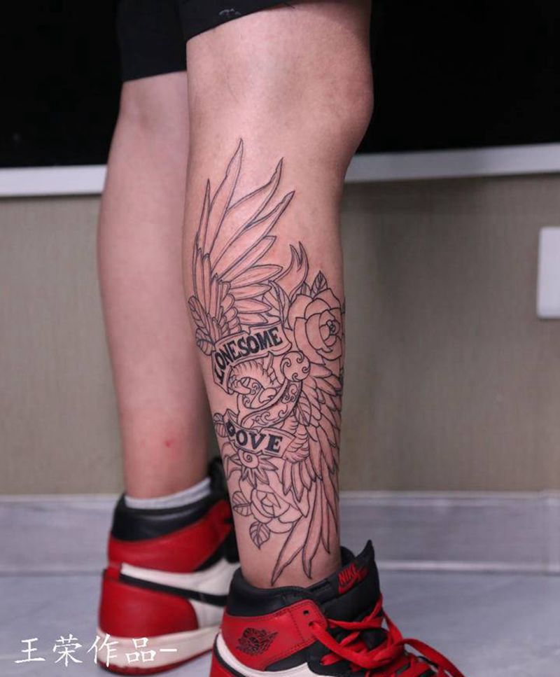 xi翅膀纹身图片_欧美写实纹身图案