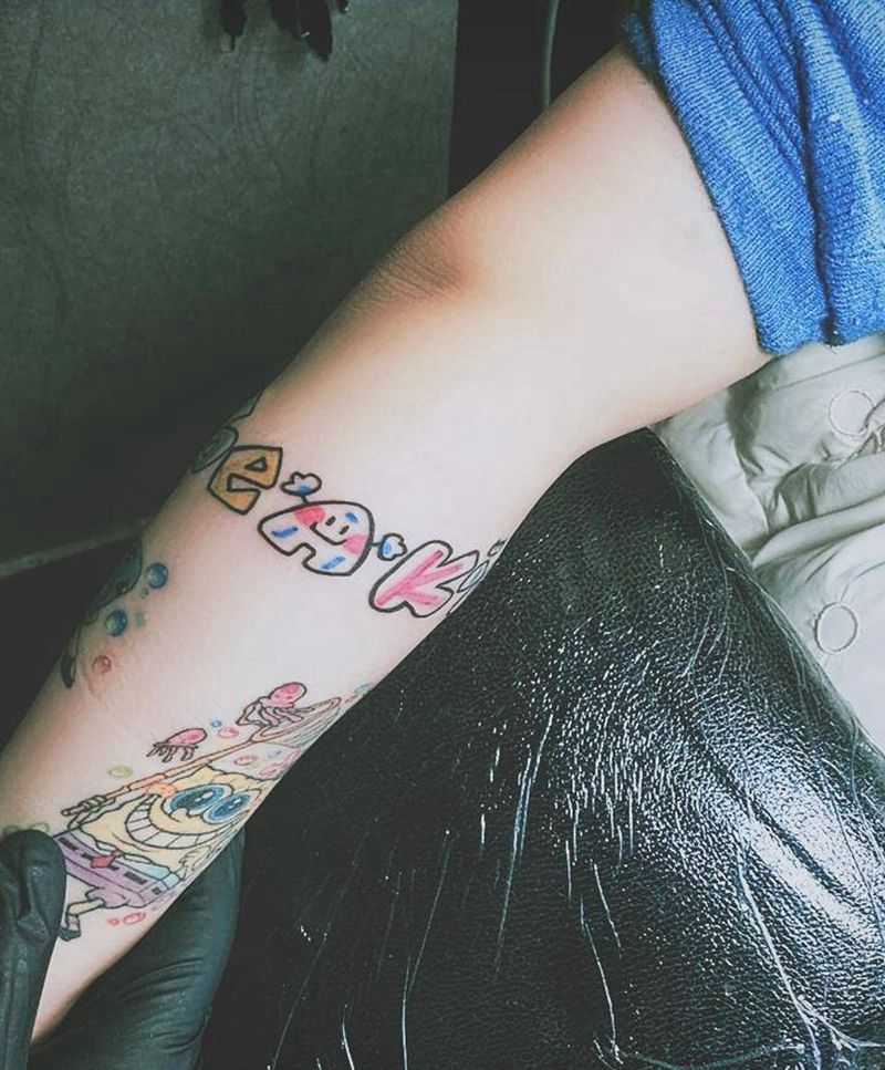 卡通拼接纹身图片_手臂Old School纹身图案