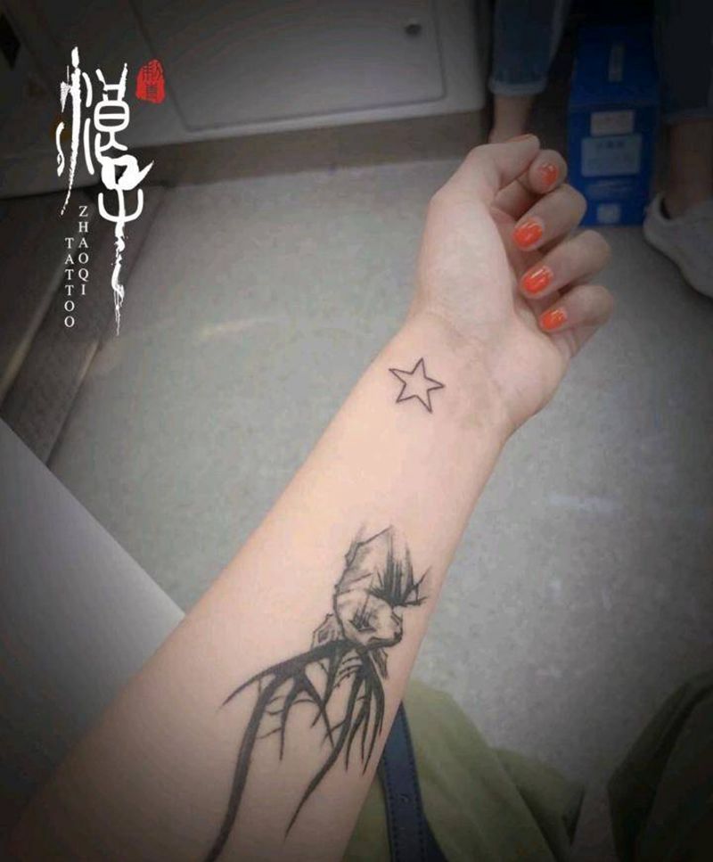 鹿纹身图片_手臂几何鹿纹身图案