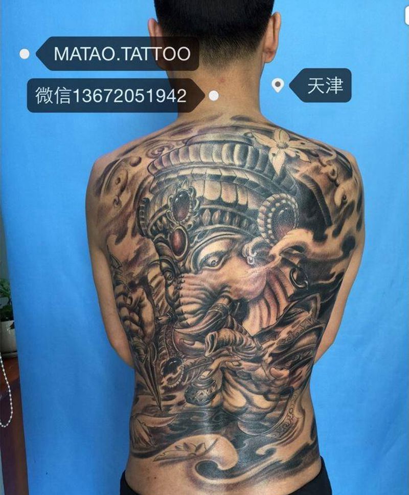 招财象神纹身图片_