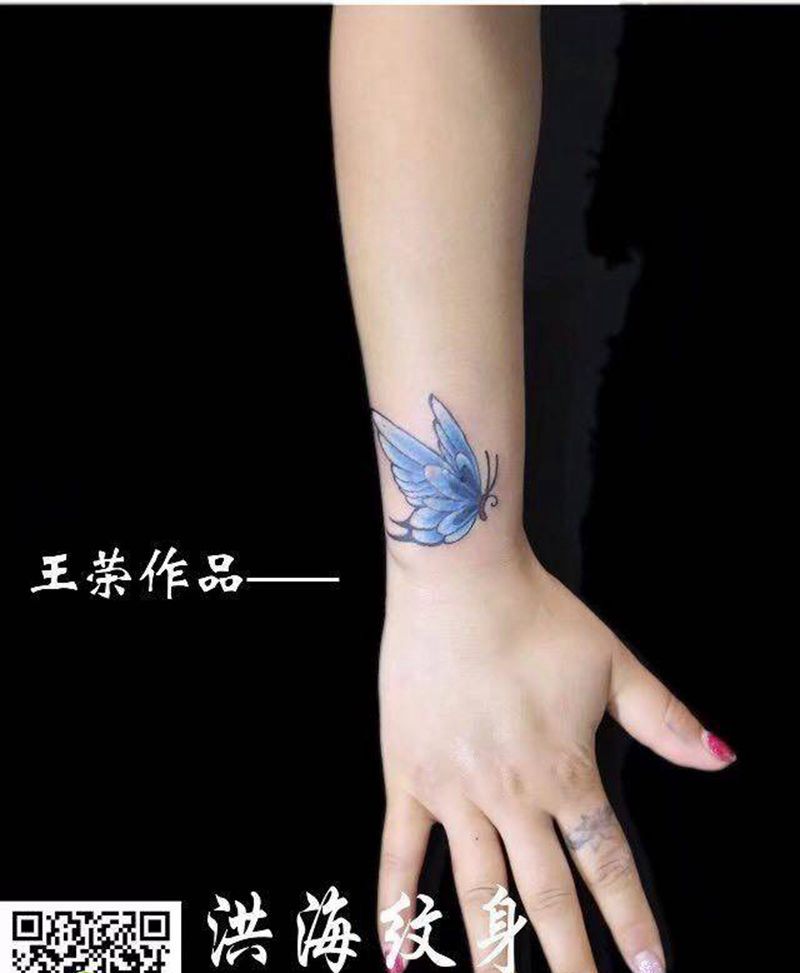 覆盖疤痕蝴蝶纹身图片_成品手臂传统动物纹身图案