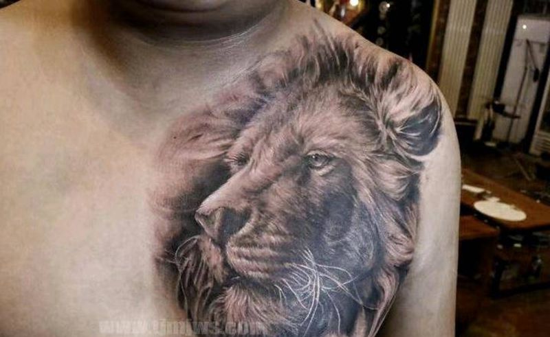 醒狮纹身图片_