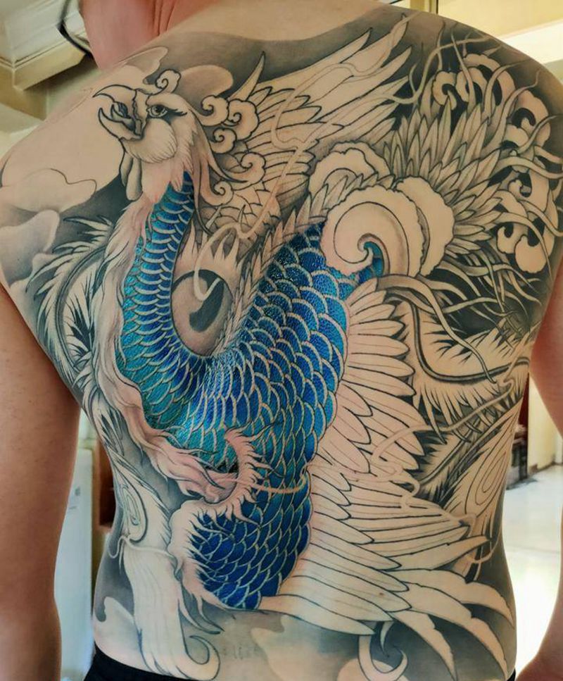 凤凰 未完纹身图片_新传统纹身图案