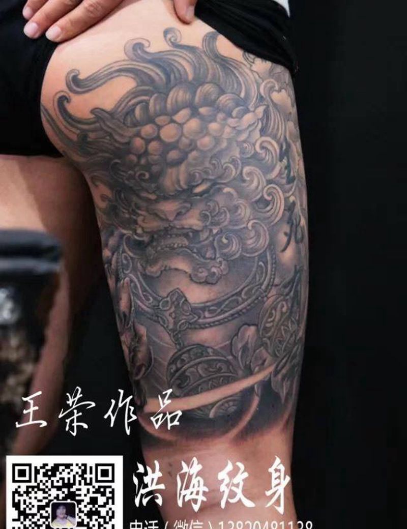 唐狮纹身图片_