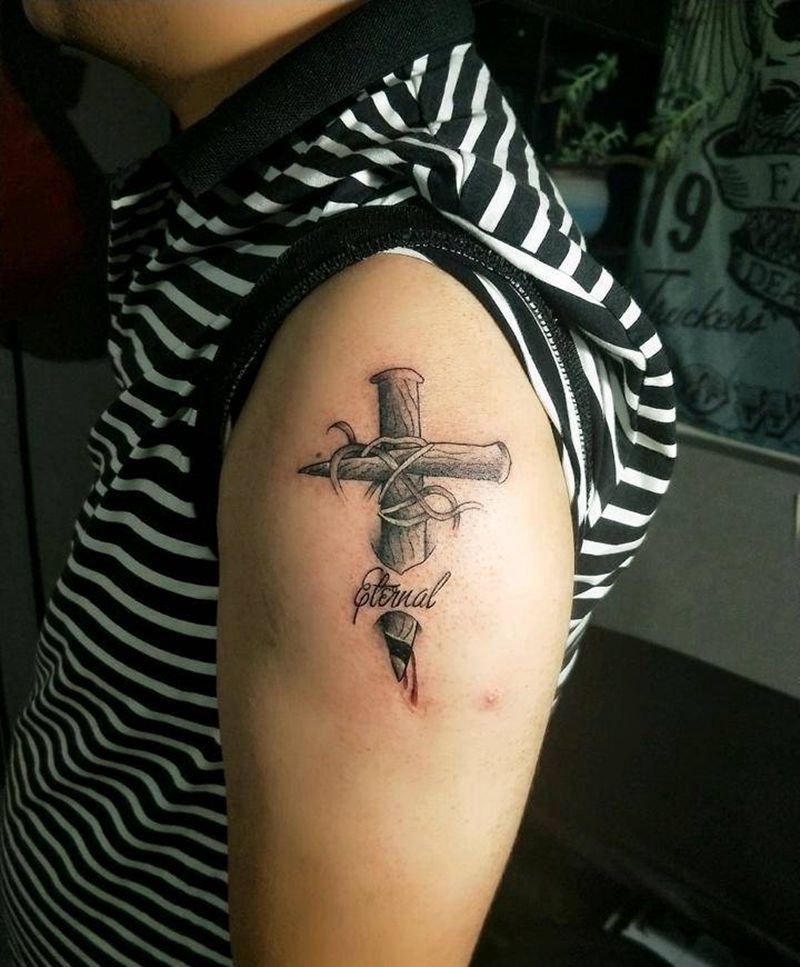 十字镐【永恒】纹身图片_手臂纹身图案