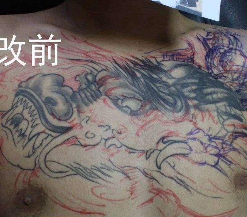 遮盖龙纹身图片_