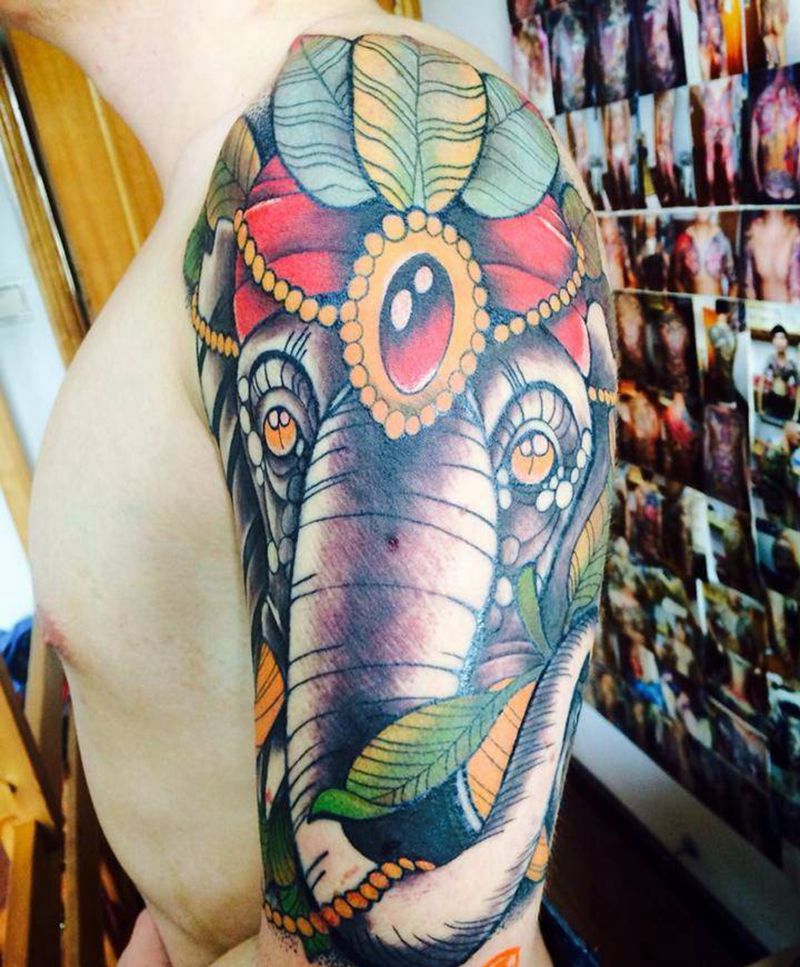 泰国象神纹身图片_