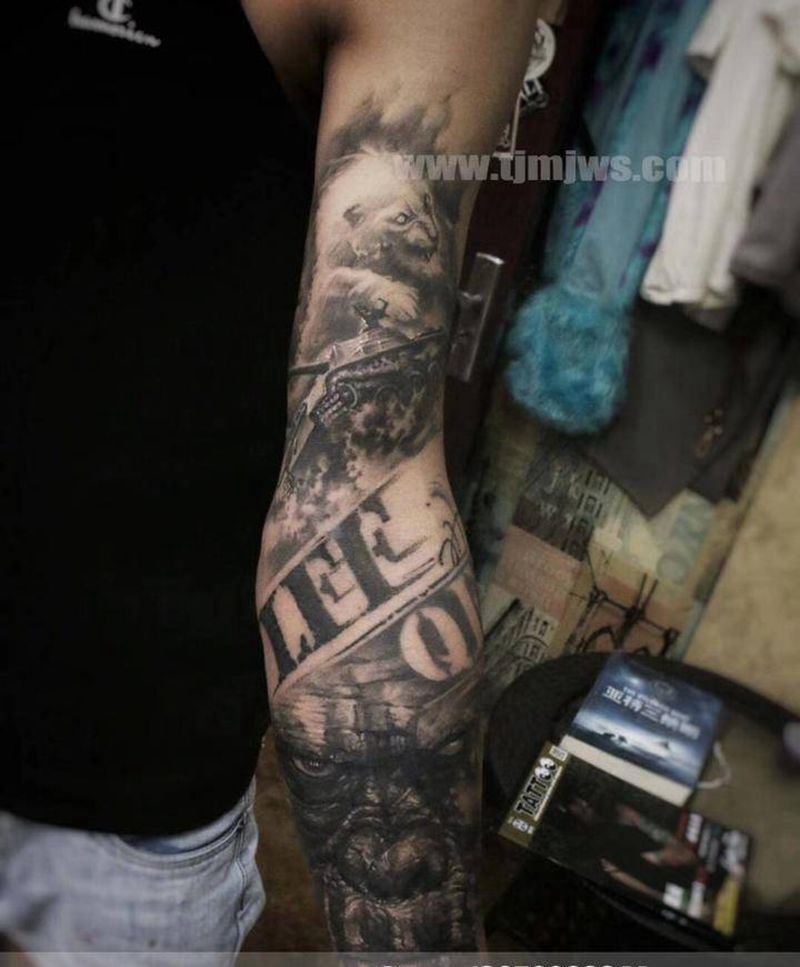 崛起纹身图片_成品手臂欧美人物植物动物静物原创纹身图案