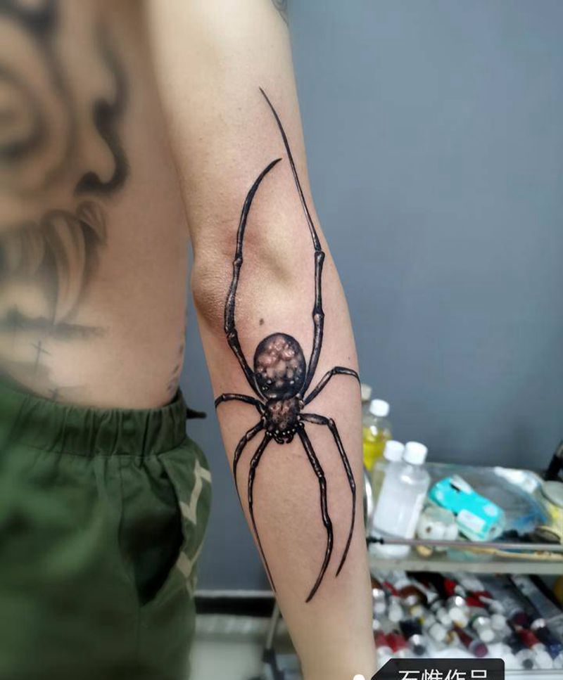 大蜘蛛纹身图片_手臂欧美写实纹身图案
