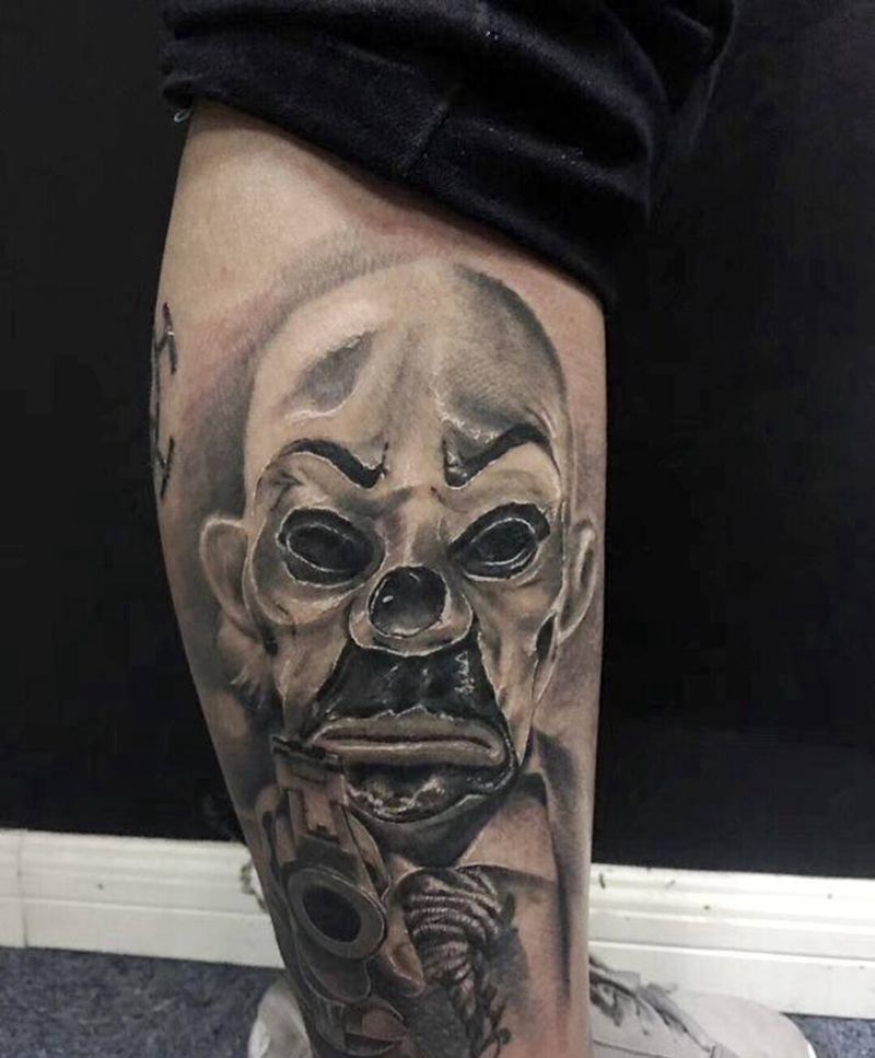 小丑 面具 电影经典纹身图片_