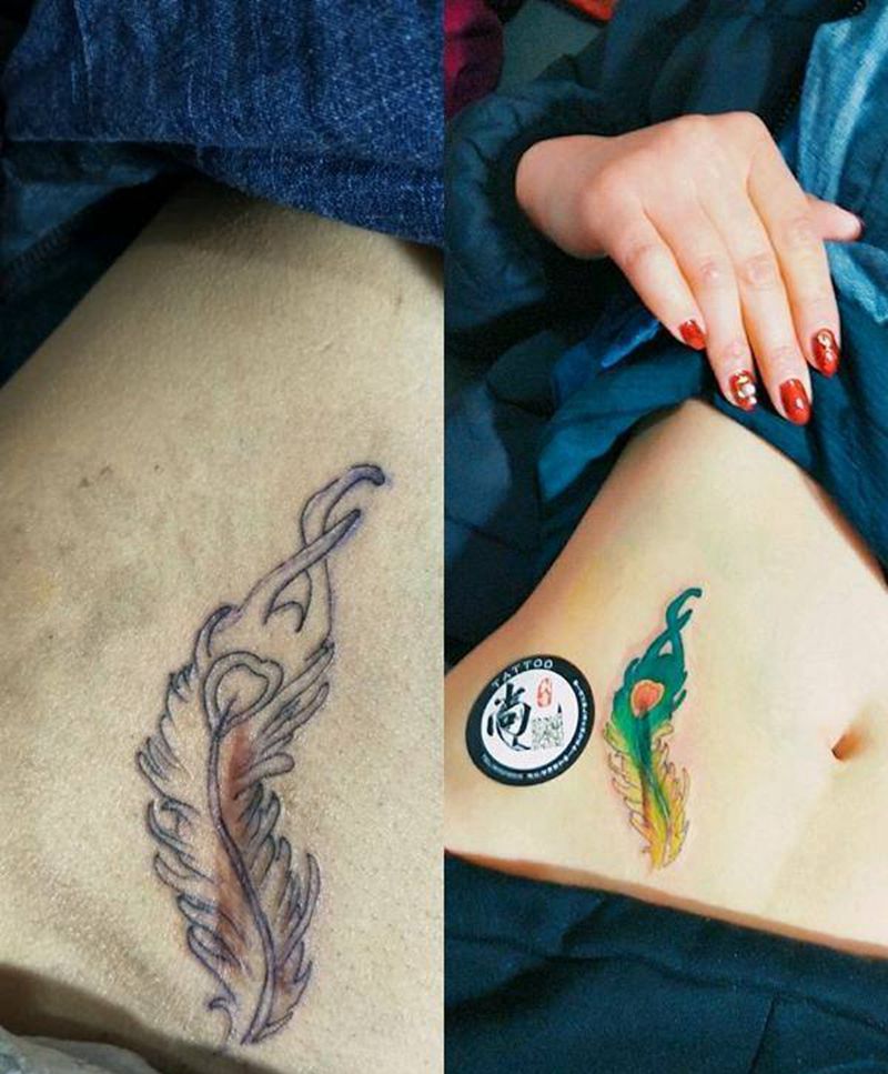 刀疤遮盖纹身图片_