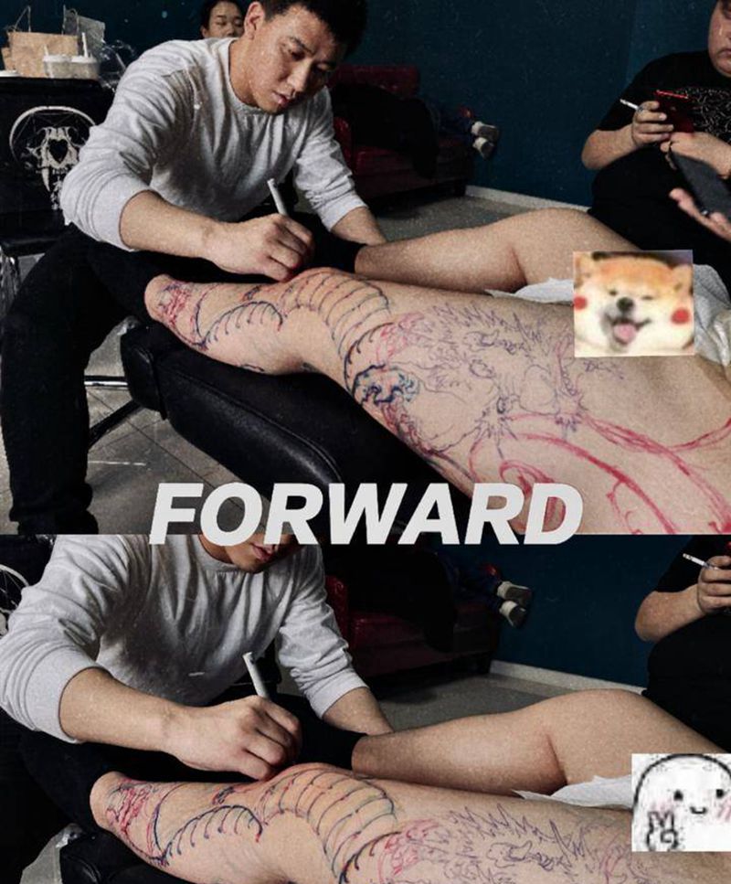 罕古刺青的日常纹身图片_腿部新传统纹身图案