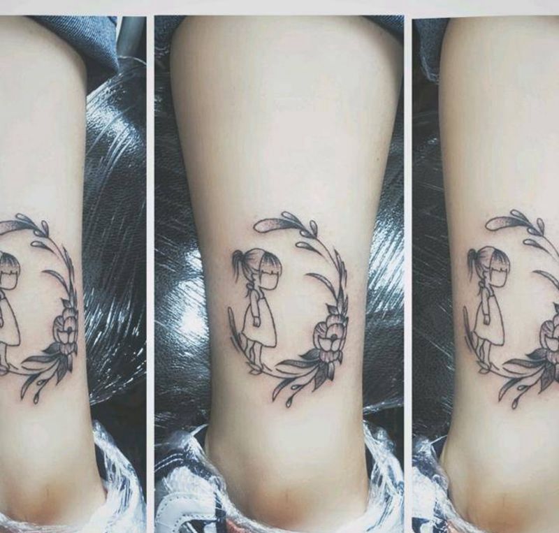 小清新纹身图片_腿部小清新纹身图案