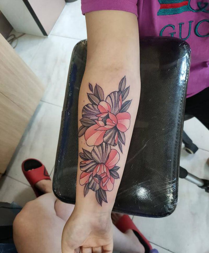 素花纹身图片_New School纹身图案