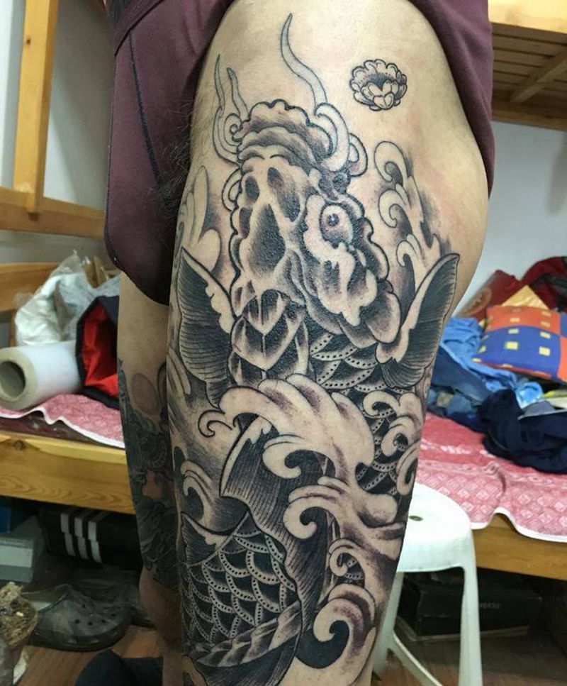 水墨鲤鱼纹身图片_