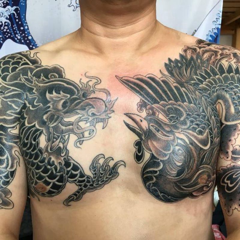 天津范流氓龙凤纹身图片_