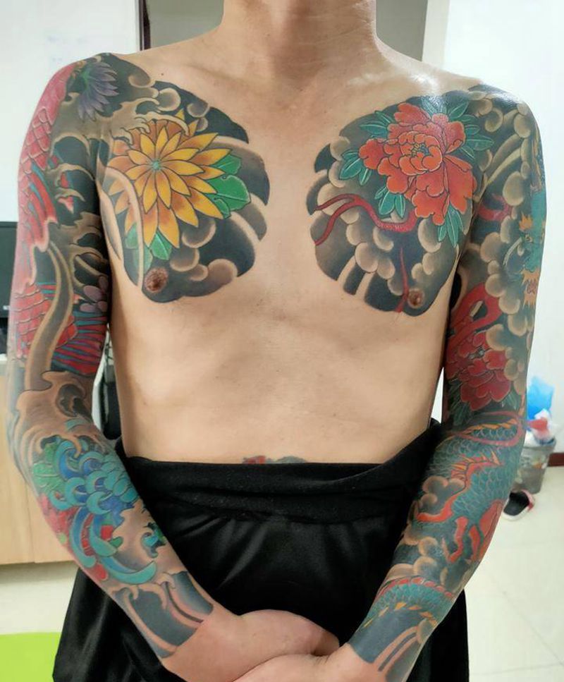 日式纹身图片_手臂老传统纹身图案