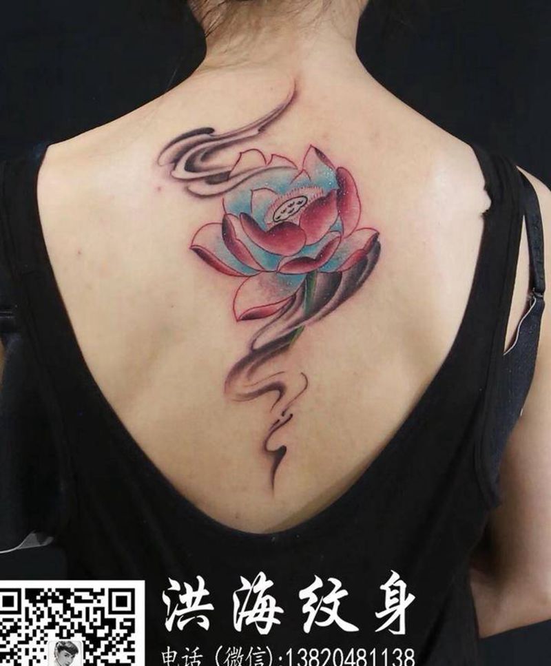 荷花纹身图片_