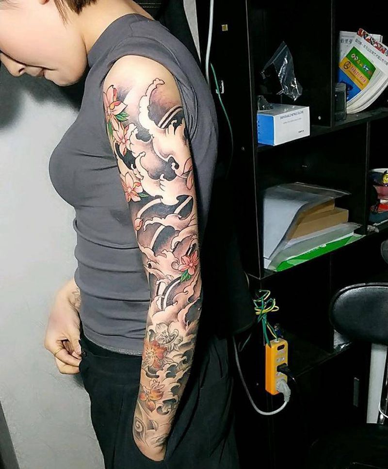 接花臂【大臂】纹身图片_手臂纹身图案