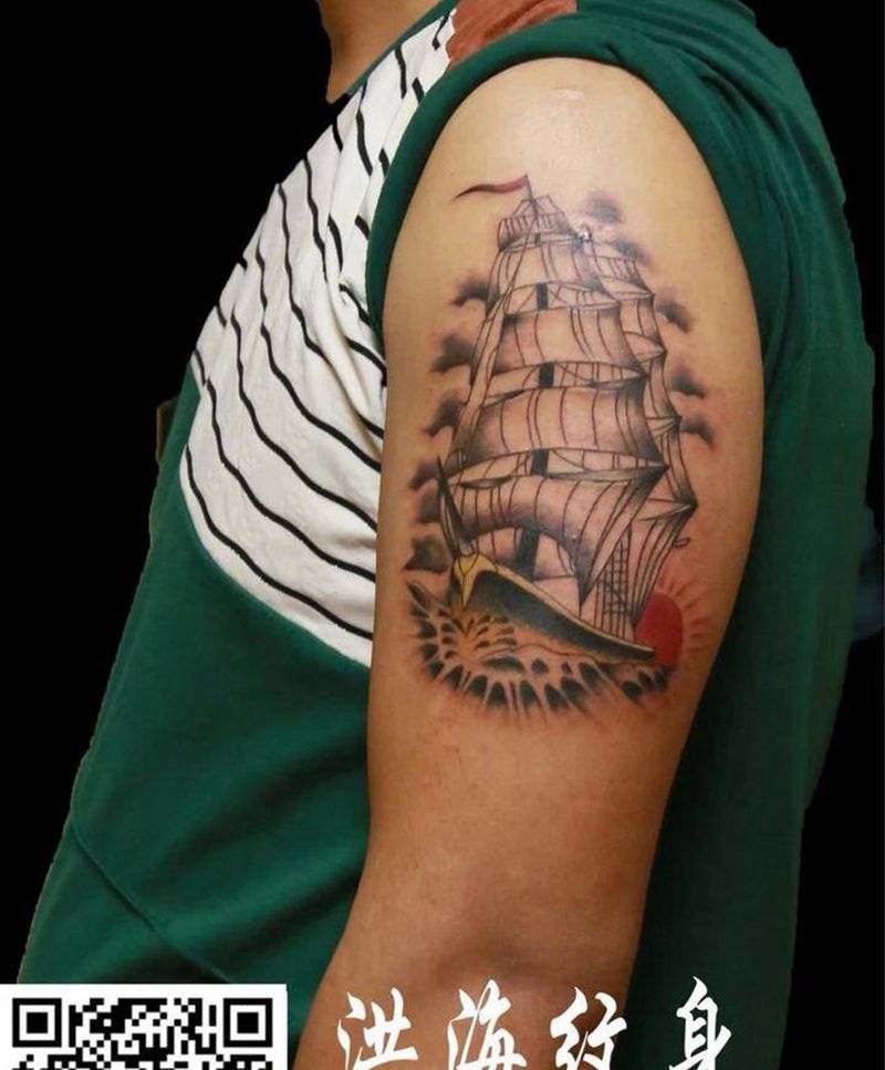 帆船纹身图片_