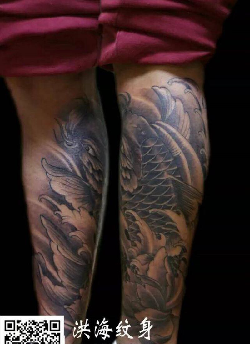 小腿鱼纹身纹身图片_