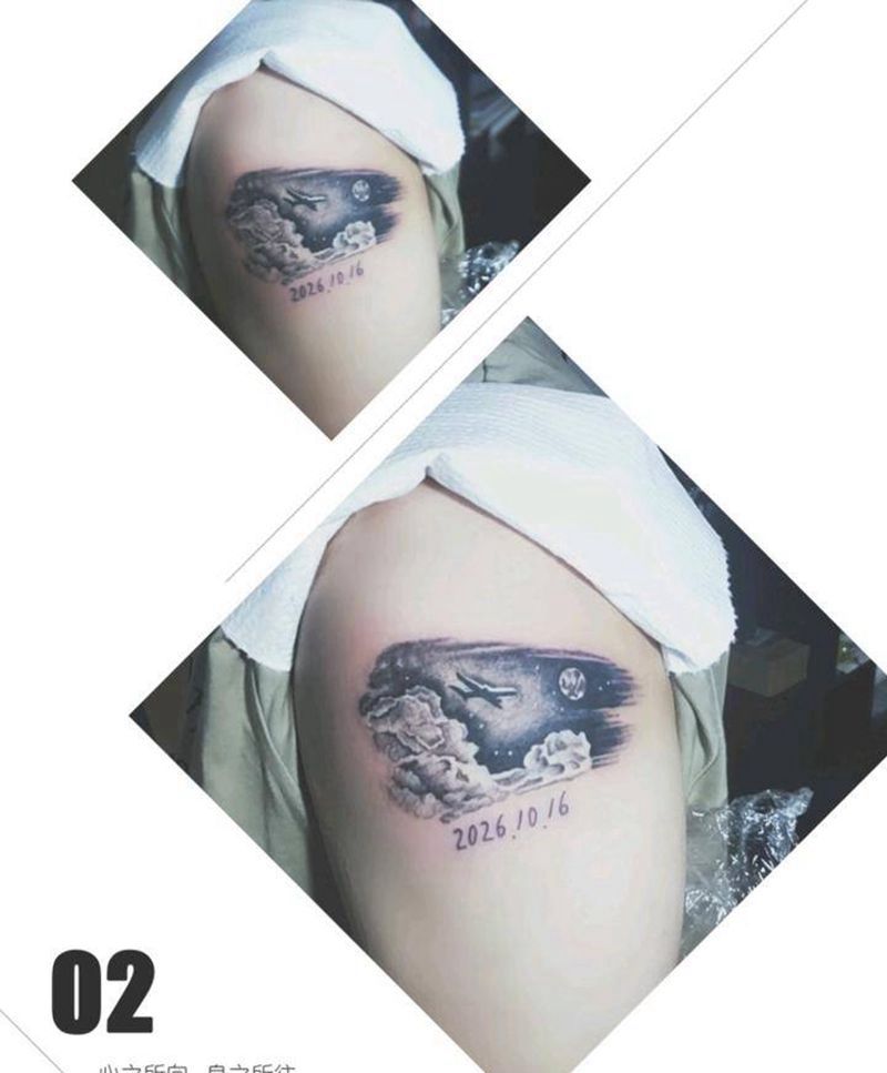 锁骨月亮系列纹身图片_胸部手臂小清新纹身图案