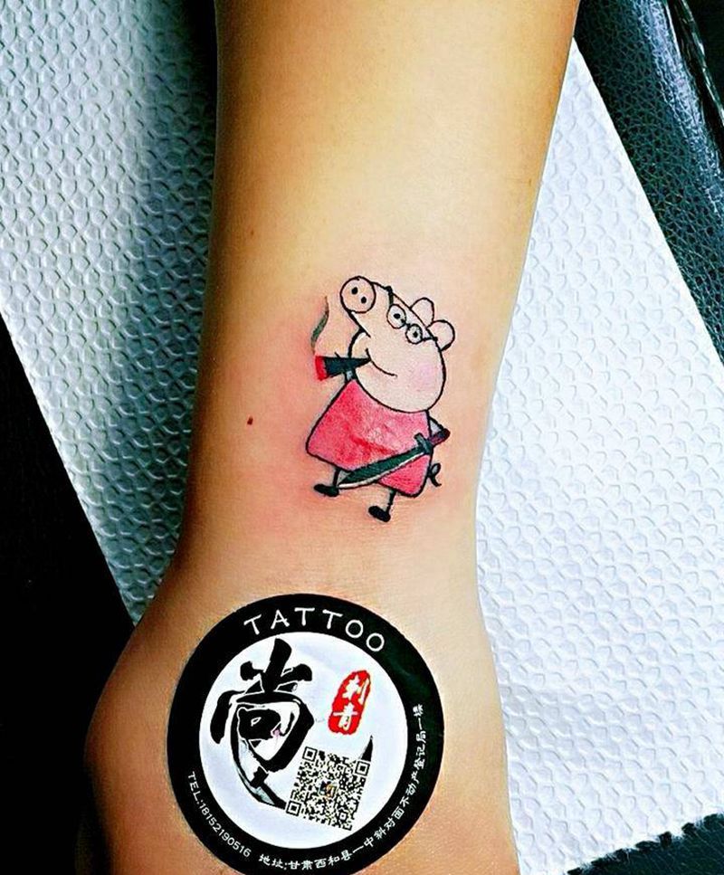 小猪佩奇纹身图片_New School纹身图案