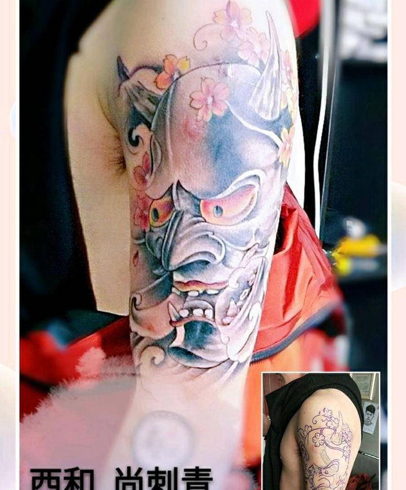 般若遮盖纹身图片_手臂新传统纹身图案