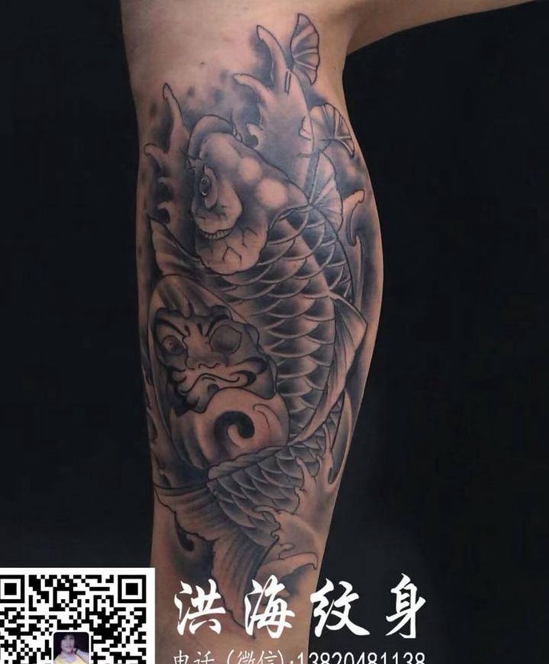 小腿鱼纹身图片_