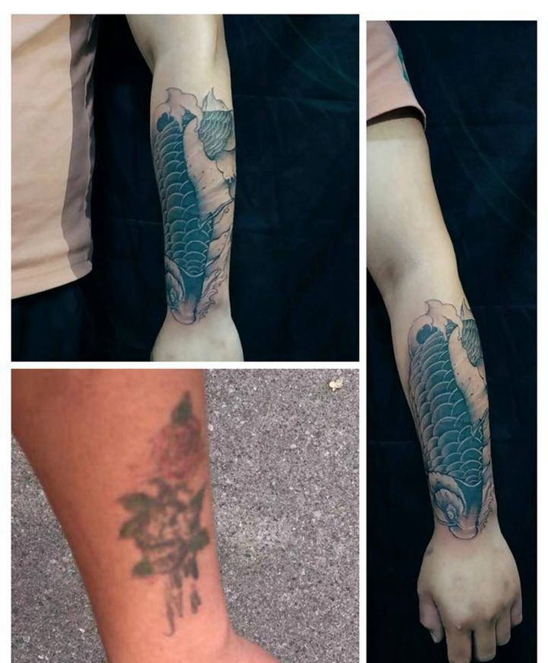 遮盖纹身图片_手臂新传统纹身图案