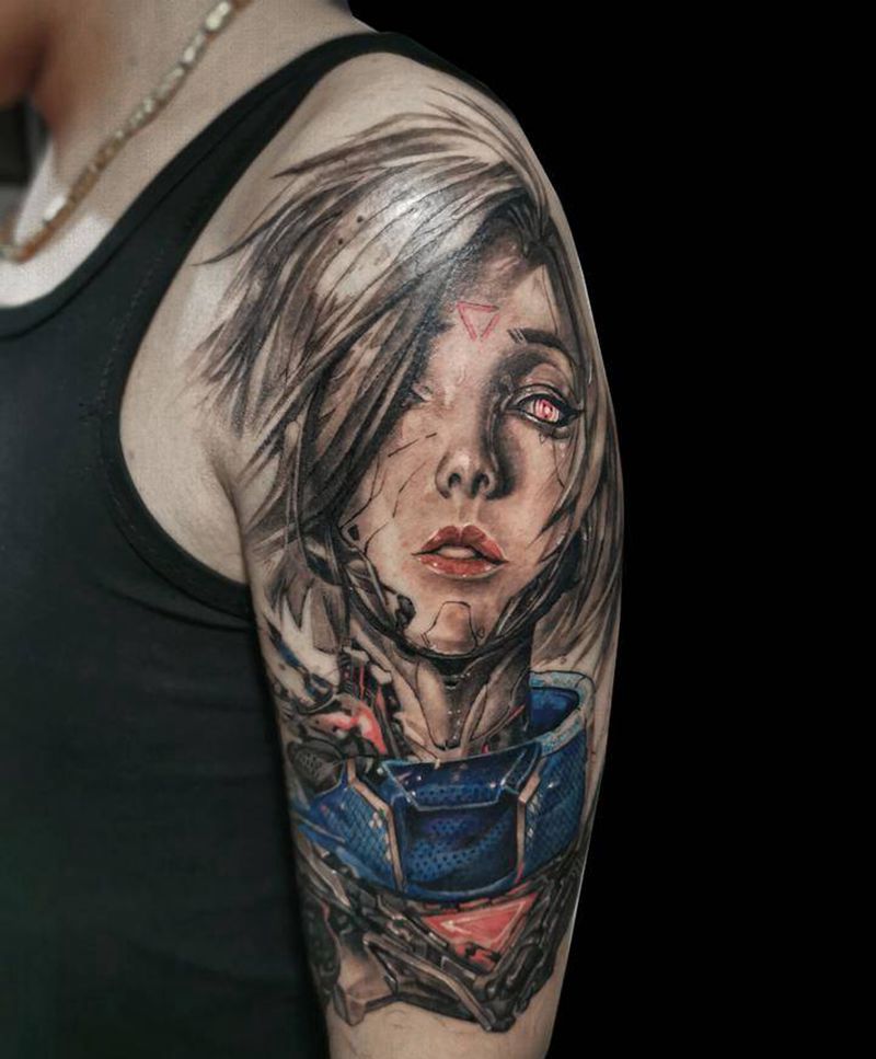 一个爱好游戏吧友纹身图片_手臂欧美写实纹身图案