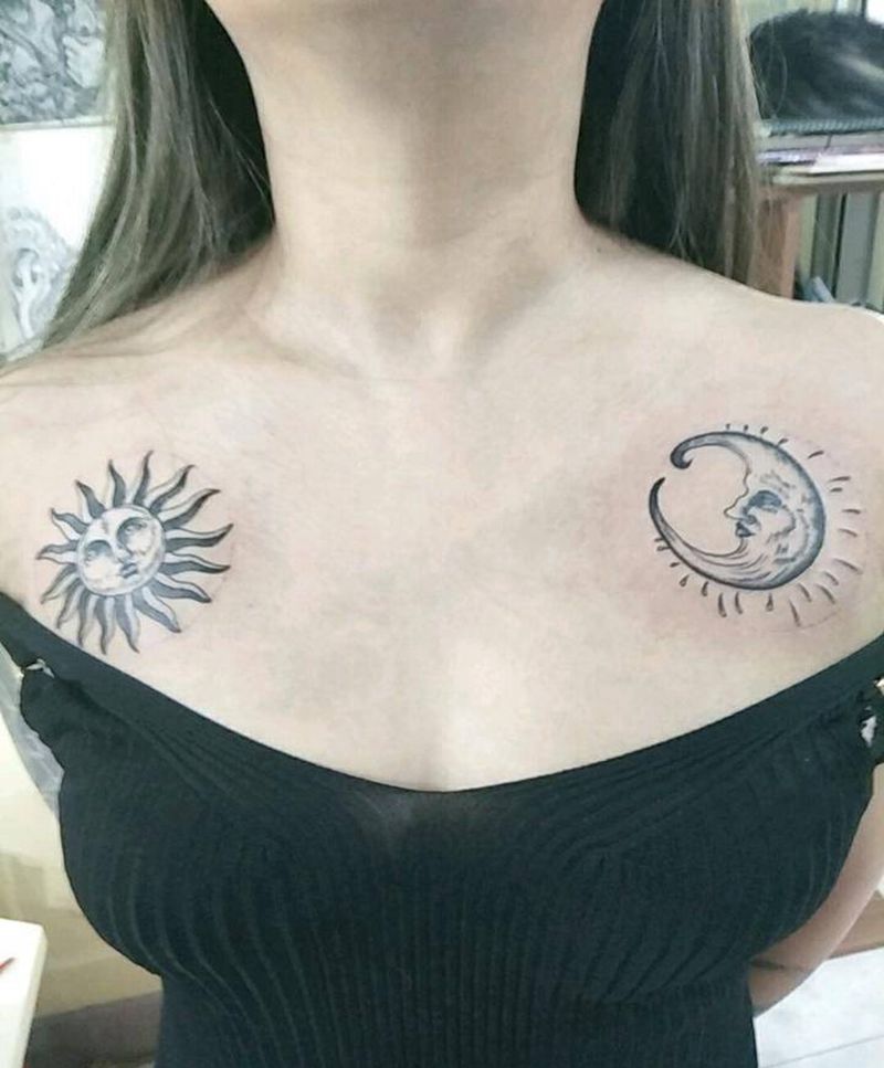 肩花纹身图片_肩部Old School纹身图案