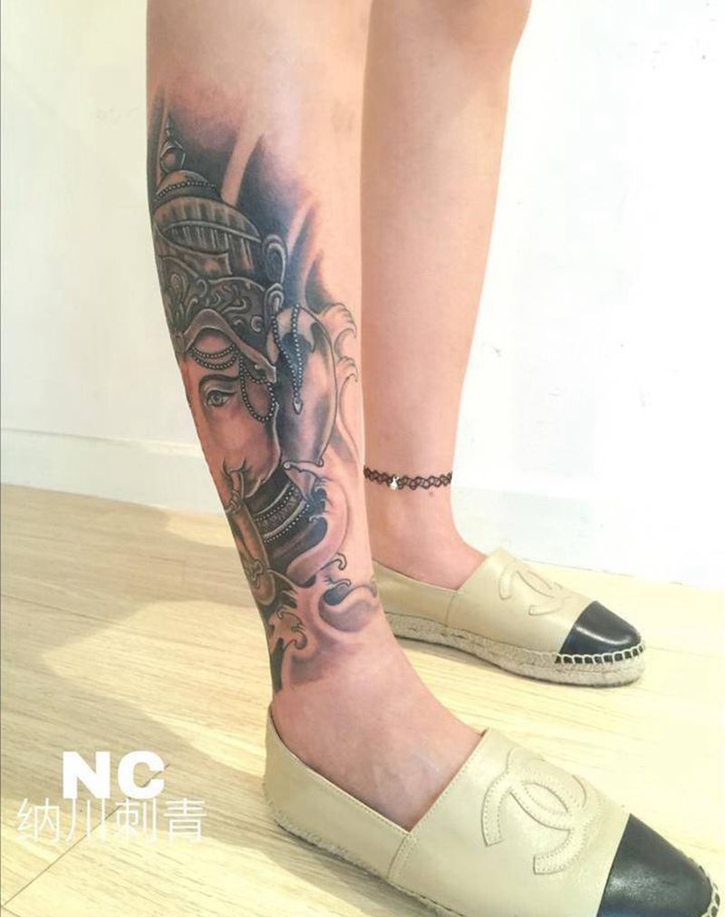 修改➕遮盖的象神纹身图片