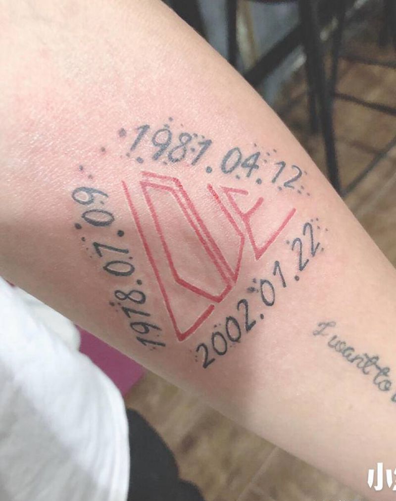 纪念日纹身图片_手臂花体字纹身图案