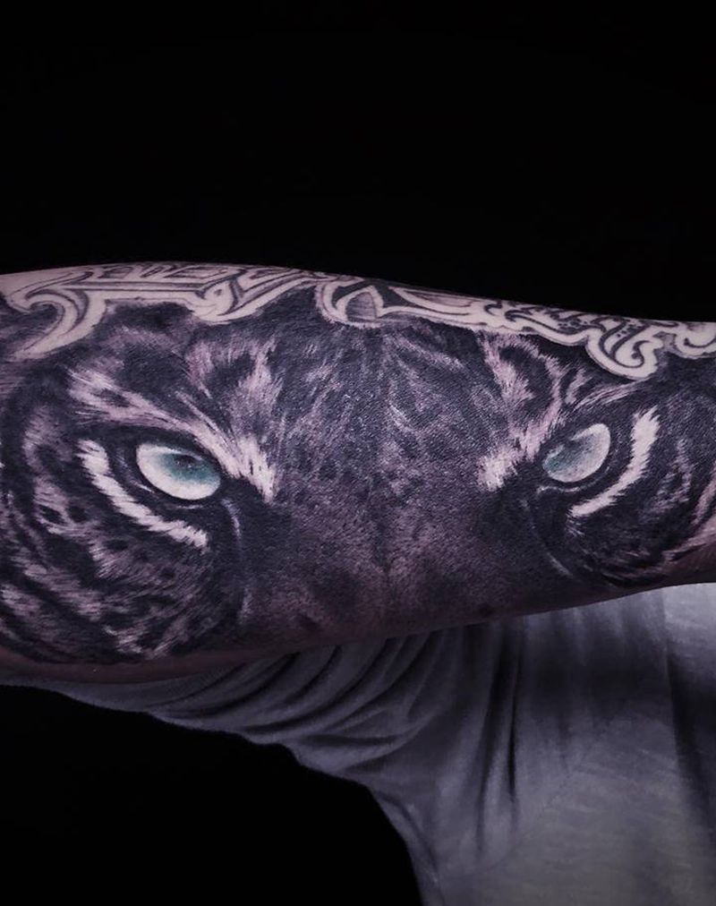 老虎纹身图片_手臂欧美写实纹身图案