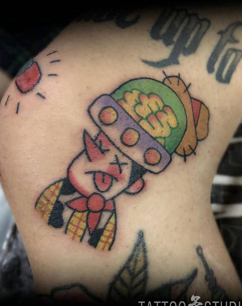 old school拼接纹身图片_腿部Old School纹身图案