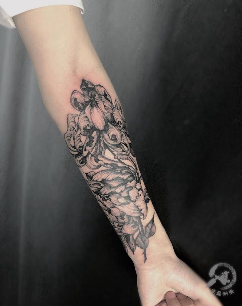 素花纹身图片_手臂图腾纹身图案