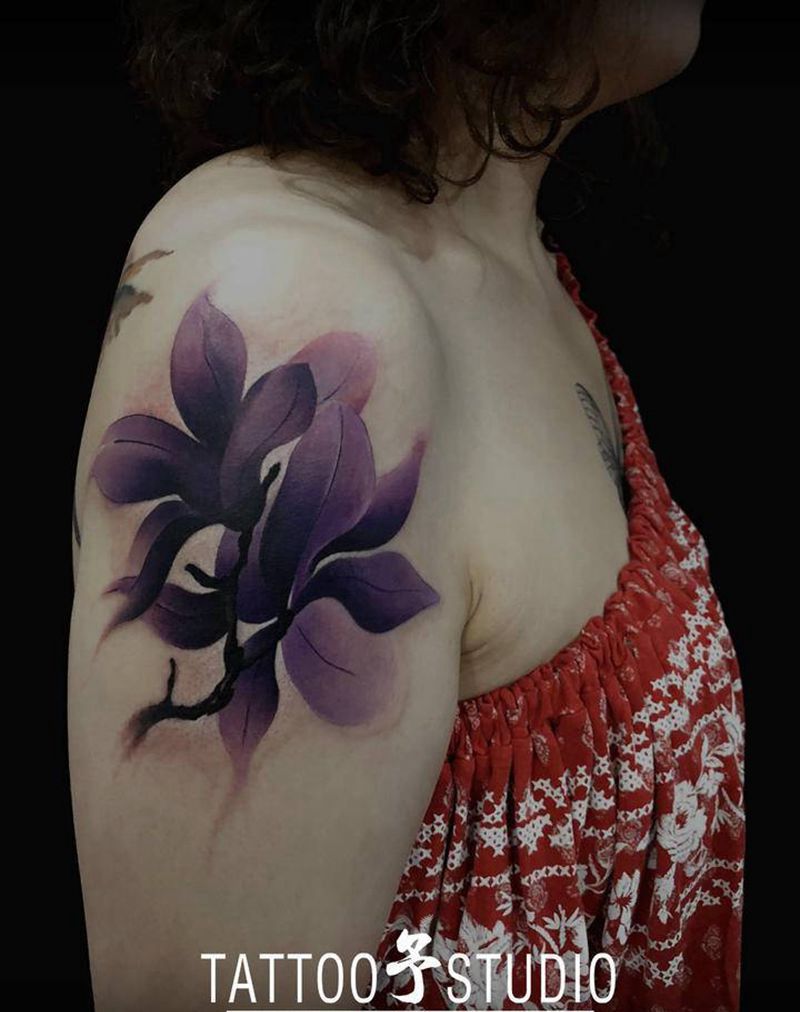 还是这个小姐姐纹身图片_手臂水彩水墨纹身图案