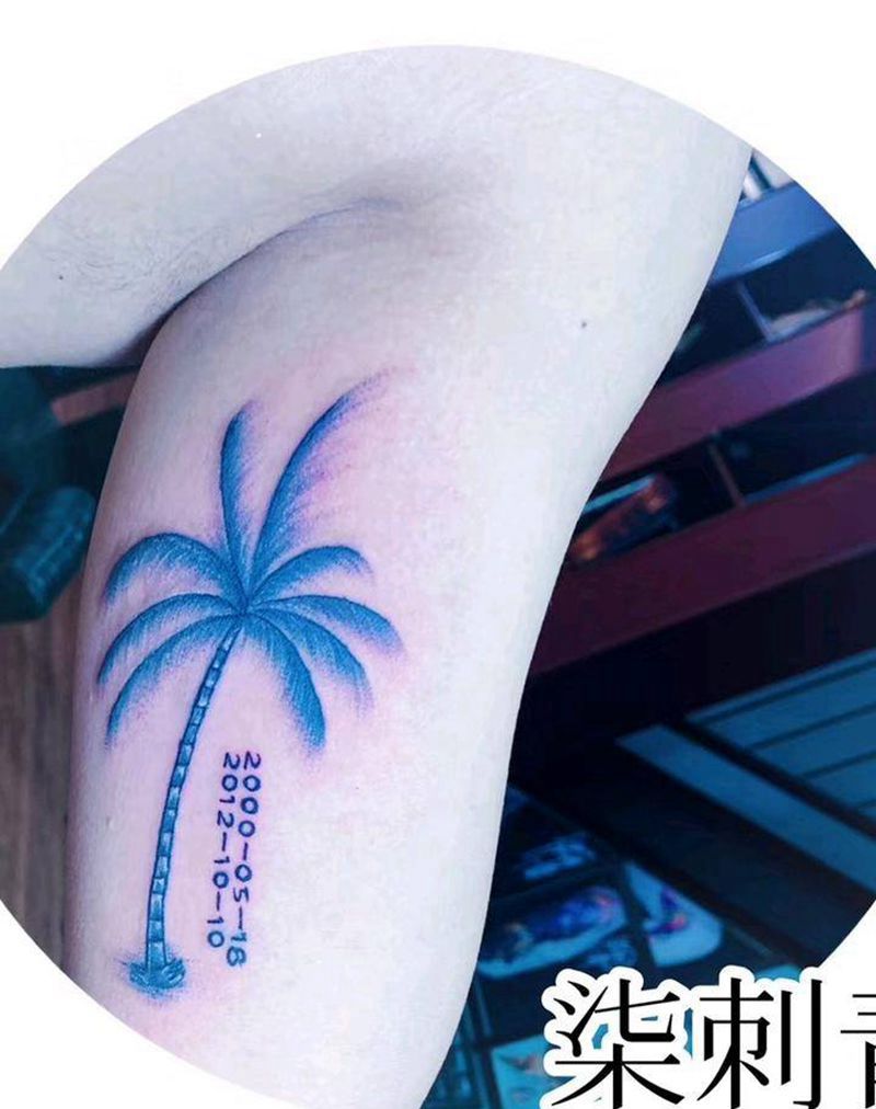 椰树纹身图片_手臂Old SchoolNew School椰树纹身图案