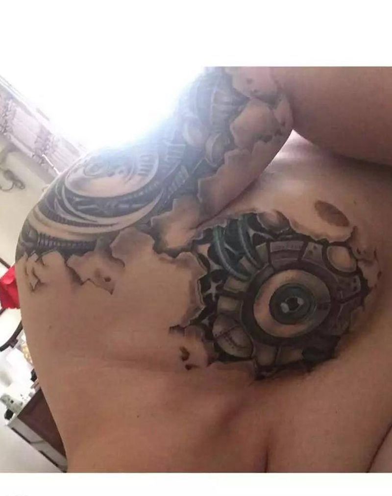 机械半甲纹身图片
