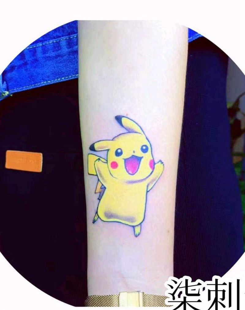 皮卡丘纹身图片_手臂臀部New SchoolOld School皮卡丘卡通纹身图案
