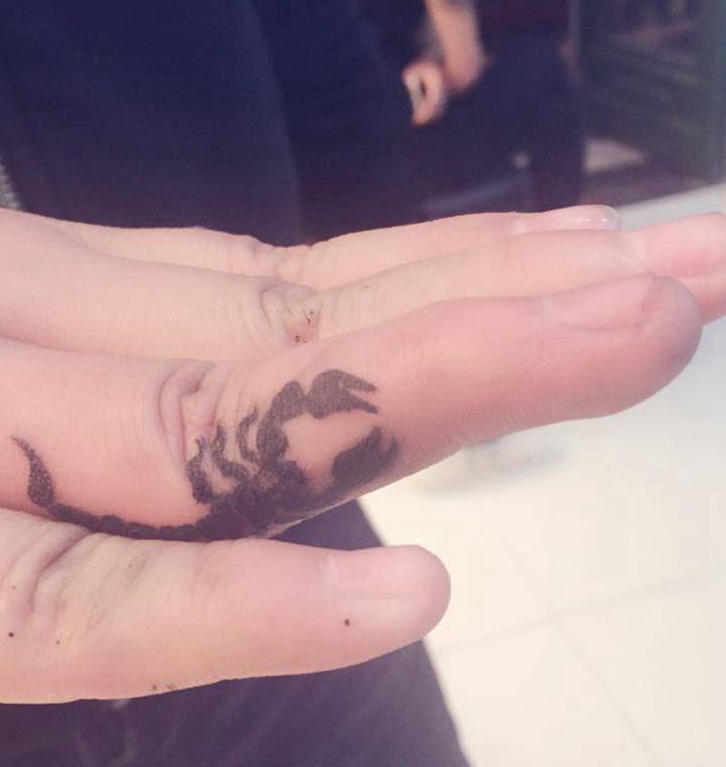 手指图腾蝎子纹身图片