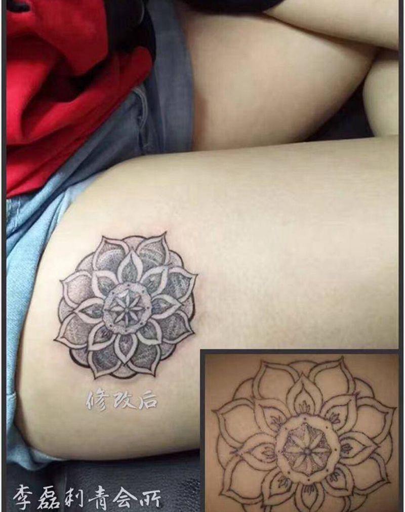 修改纹身图片_图腾腿部清新成品纹身图案