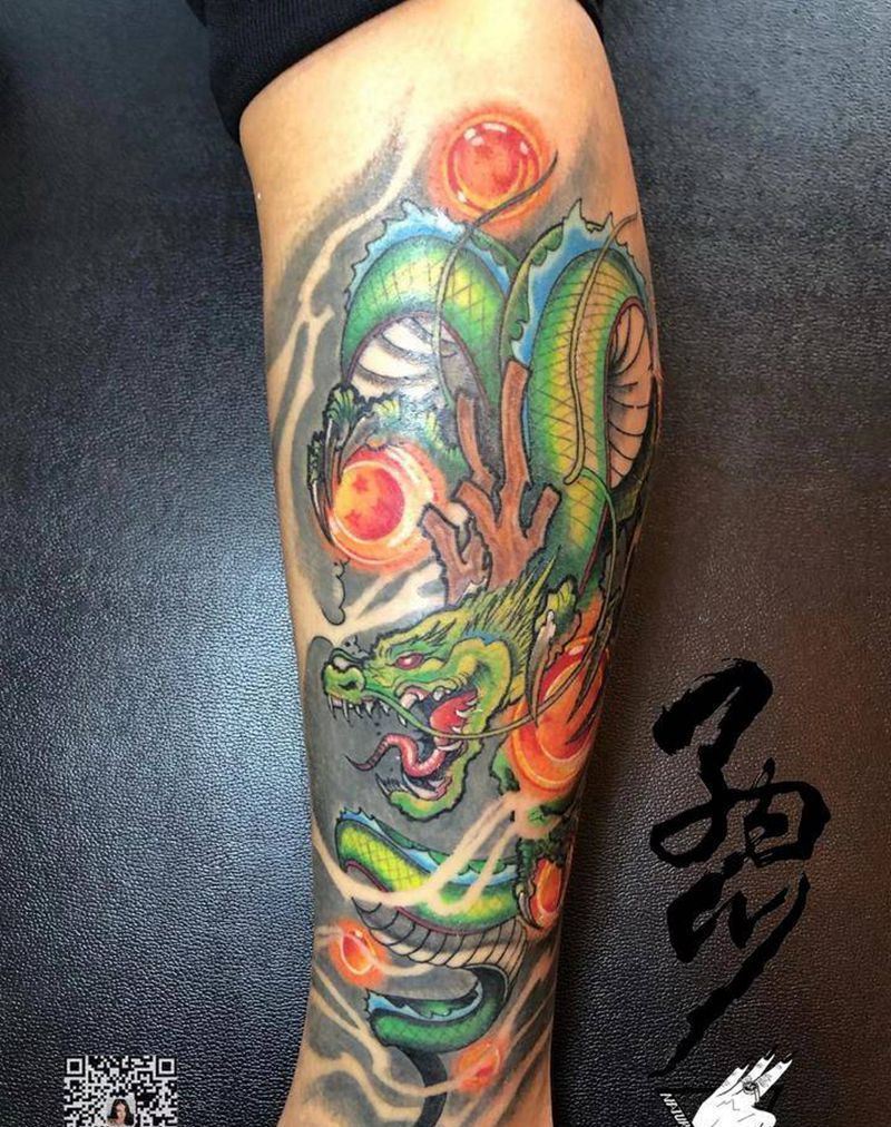 召唤神龙纹身图片_腿部New School卡通纹身图案