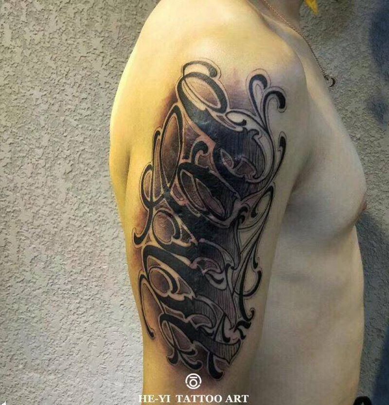 疤痕遮盖原创花体字纹身图片_原创纹身图案