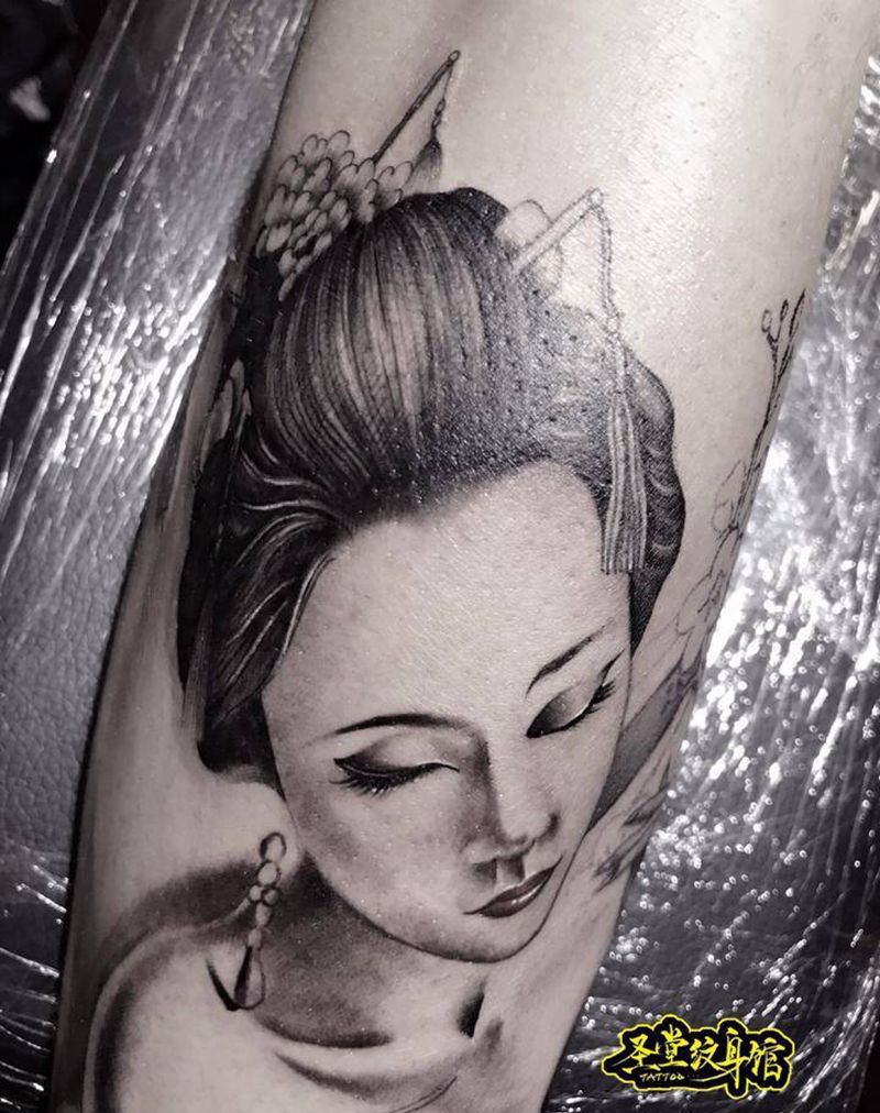艺妓纹身纹身图片_手臂欧美写实纹身图案
