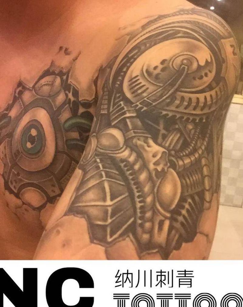 机械半甲纹身图片