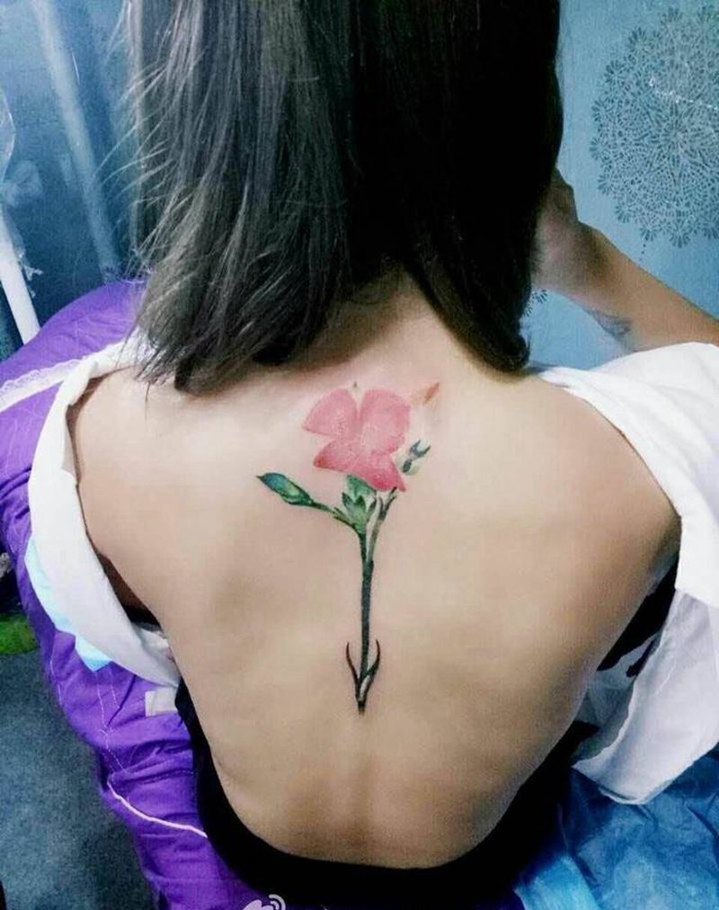 脊椎鲜花纹身图片
